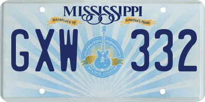 MS license plate GXW332