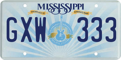 MS license plate GXW333