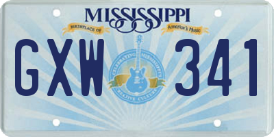 MS license plate GXW341