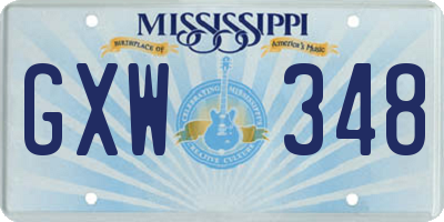 MS license plate GXW348