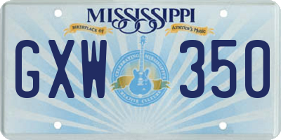 MS license plate GXW350
