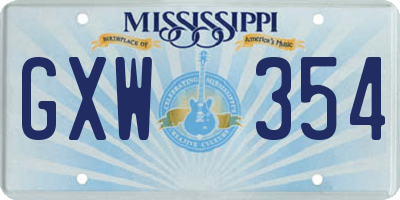 MS license plate GXW354