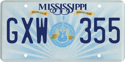 MS license plate GXW355