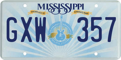 MS license plate GXW357