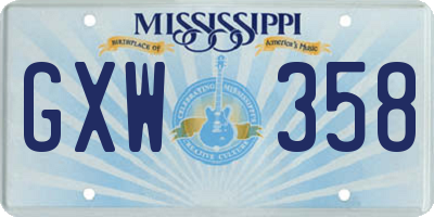MS license plate GXW358