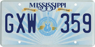 MS license plate GXW359