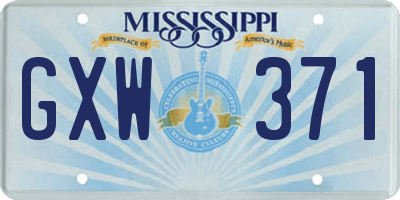 MS license plate GXW371