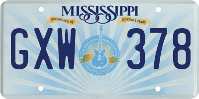 MS license plate GXW378