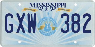MS license plate GXW382