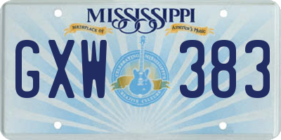 MS license plate GXW383