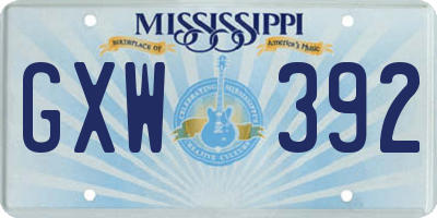 MS license plate GXW392