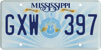 MS license plate GXW397