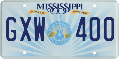 MS license plate GXW400