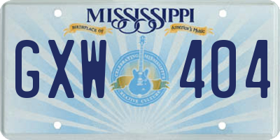 MS license plate GXW404