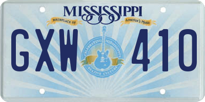 MS license plate GXW410