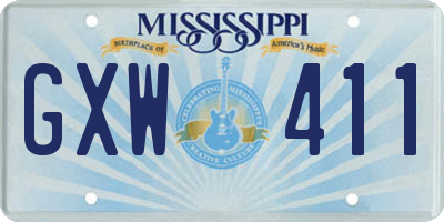 MS license plate GXW411