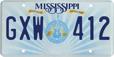 MS license plate GXW412