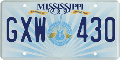 MS license plate GXW430