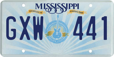 MS license plate GXW441