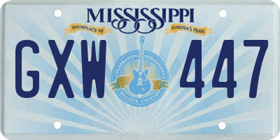 MS license plate GXW447