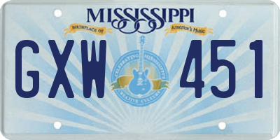 MS license plate GXW451