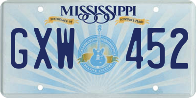 MS license plate GXW452