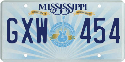 MS license plate GXW454