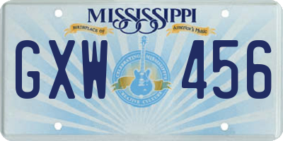 MS license plate GXW456