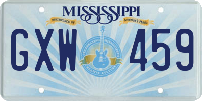 MS license plate GXW459