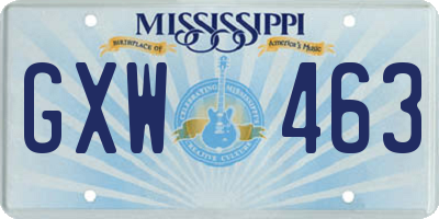 MS license plate GXW463