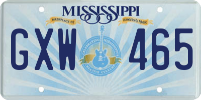 MS license plate GXW465