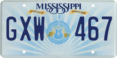MS license plate GXW467