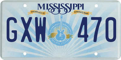 MS license plate GXW470