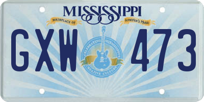 MS license plate GXW473