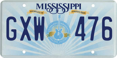 MS license plate GXW476