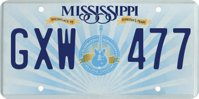 MS license plate GXW477