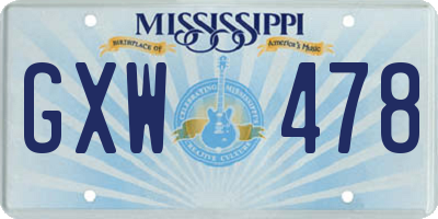 MS license plate GXW478