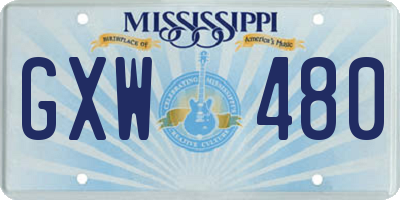 MS license plate GXW480
