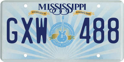 MS license plate GXW488