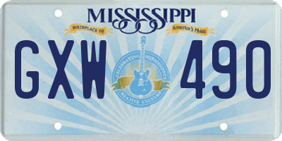 MS license plate GXW490