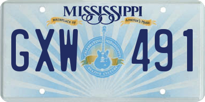 MS license plate GXW491