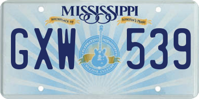 MS license plate GXW539