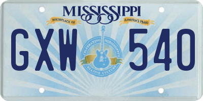 MS license plate GXW540