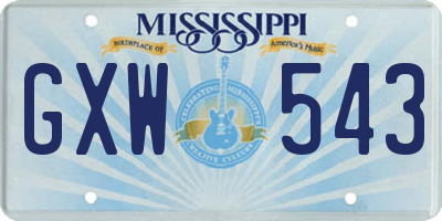 MS license plate GXW543