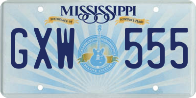 MS license plate GXW555