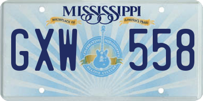 MS license plate GXW558