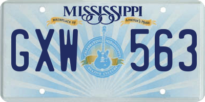 MS license plate GXW563