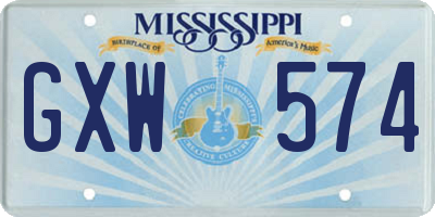 MS license plate GXW574