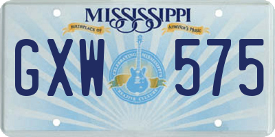 MS license plate GXW575