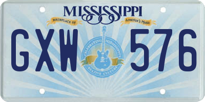 MS license plate GXW576